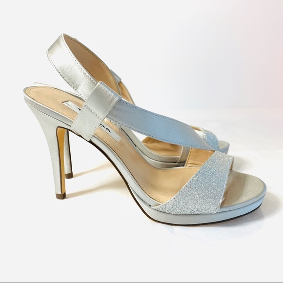 Nina Shoes - Nina New York Heels Silver Shimmer Sandal 8.5